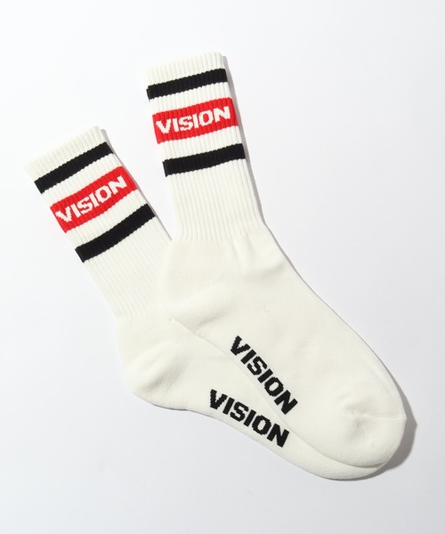 VISION STREET WEAR(ヴィジョンストリートウェア)の「【VISION STREET WEAR/ヴィジョンストリートウェア】ラインロゴ ミドルスケーターソックス(ソックス/靴下・メンズ・ホワイト系1/ホワイト系2/ホワイト系3・25~27cm/23~25cm)」の8枚目の写真