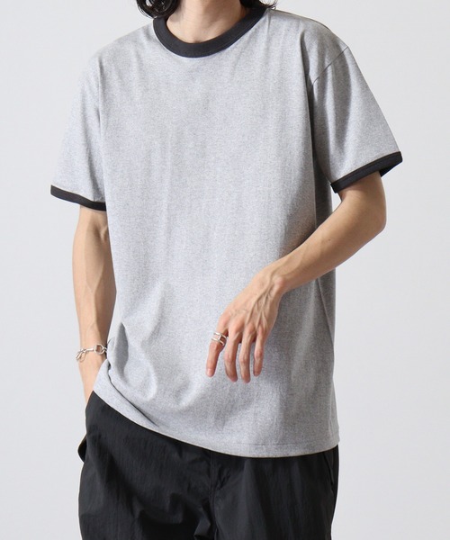 CROSS & STITCH(クロスステッチ)の「CROSS & STITCH 6.2オンスオープンエンド マックスウェイト 半袖 リンガーTシャツ(Tシャツ/カットソー・メンズ・バーガンディー/グリーン/スミクロ/グレー系その他2/グレー系その他/グレー/ヘザーグレー/ブルー・S/M/L/XXL/XL)」の9枚目の写真