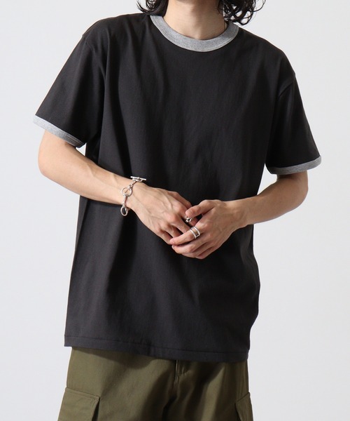 CROSS & STITCH(クロスステッチ)の「CROSS & STITCH 6.2オンスオープンエンド マックスウェイト 半袖 リンガーTシャツ(Tシャツ/カットソー・メンズ・バーガンディー/グリーン/スミクロ/グレー系その他2/グレー系その他/グレー/ヘザーグレー/ブルー・S/M/L/XXL/XL)」の20枚目の写真