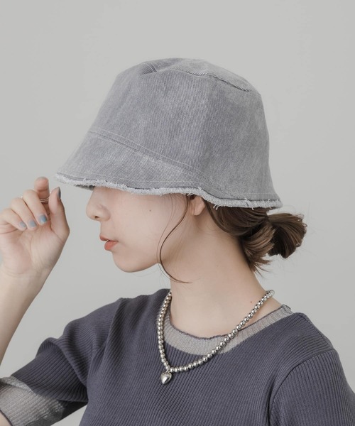 SMELLY（スメリー）の「デニムフリンジハット（ハット・レディース・グレー系その他/ブルー系その他・-）」の3枚目の写真
