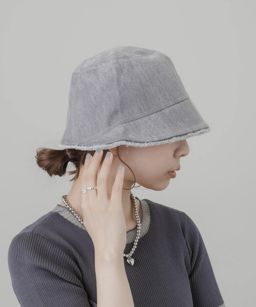 SMELLY（スメリー）の「デニムフリンジハット（ハット・レディース・グレー系その他/ブルー系その他・-）」の4枚目の写真