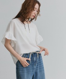 袖フリル ジョーゼットブラウス