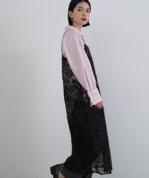 N.(N. Natural Beauty Basic)(エヌエヌナチュラルビューティーベーシック)の「◆スパンコールシアーキャミワンピース(ワンピース・レディース・ブラック/オフホワイト・MEDIUM)」の21枚目の写真