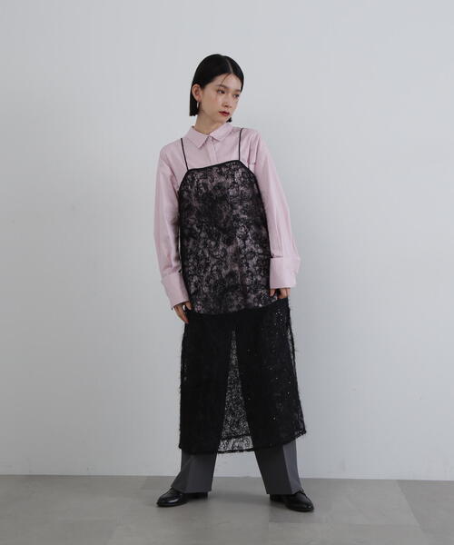 N.(N. Natural Beauty Basic)(エヌエヌナチュラルビューティーベーシック)の「◆スパンコールシアーキャミワンピース(ワンピース・レディース・ブラック/オフホワイト・MEDIUM)」の22枚目の写真