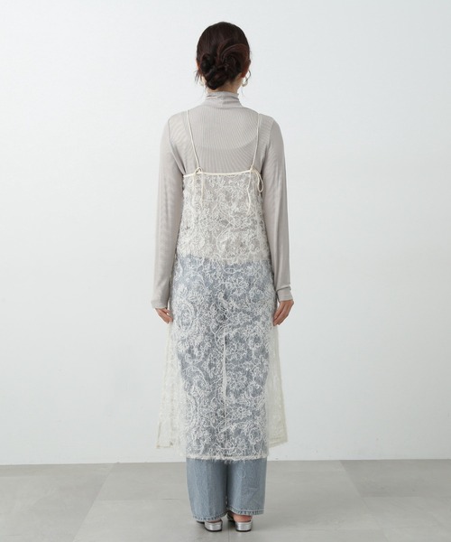 N.(N. Natural Beauty Basic)(エヌエヌナチュラルビューティーベーシック)の「◆スパンコールシアーキャミワンピース(ワンピース・レディース・ブラック/オフホワイト・MEDIUM)」の9枚目の写真