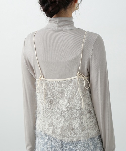 N.(N. Natural Beauty Basic)(エヌエヌナチュラルビューティーベーシック)の「◆スパンコールシアーキャミワンピース(ワンピース・レディース・ブラック/オフホワイト・MEDIUM)」の11枚目の写真