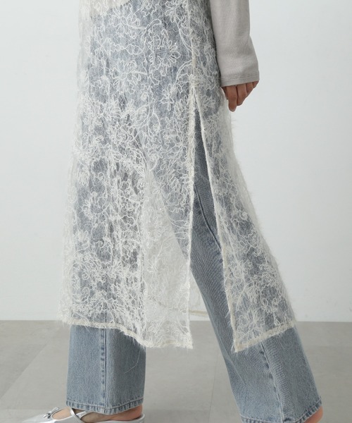 N.(N. Natural Beauty Basic)(エヌエヌナチュラルビューティーベーシック)の「◆スパンコールシアーキャミワンピース(ワンピース・レディース・ブラック/オフホワイト・MEDIUM)」の12枚目の写真