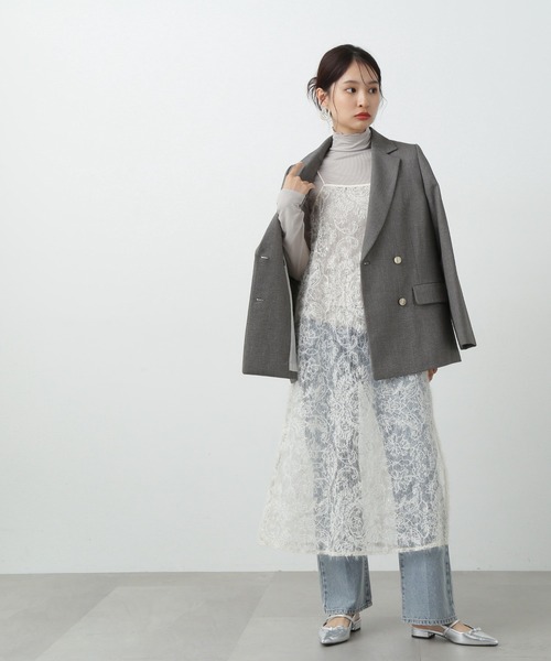 N.(N. Natural Beauty Basic)(エヌエヌナチュラルビューティーベーシック)の「◆スパンコールシアーキャミワンピース(ワンピース・レディース・ブラック/オフホワイト・MEDIUM)」の5枚目の写真