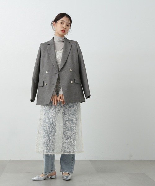 N.(N. Natural Beauty Basic)(エヌエヌナチュラルビューティーベーシック)の「◆スパンコールシアーキャミワンピース(ワンピース・レディース・ブラック/オフホワイト・MEDIUM)」の6枚目の写真