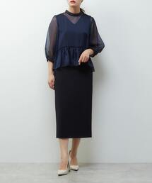 Tiara | オーガンジーコンビドレス(ワンピース)