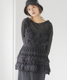 フリンジニットキャミチュニック　140915