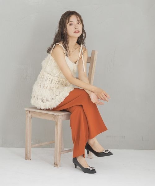 mysty woman（ミスティウーマン）の「フリンジニットキャミチュニック　140915（キャミソール・レディース・オフホワイト/ブラック・FREE）」の14枚目の写真