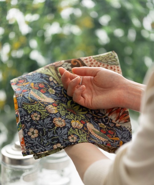 セール】ウィリアムモリス柄 大きめ リネンハンカチ（ハンカチ/ハンド