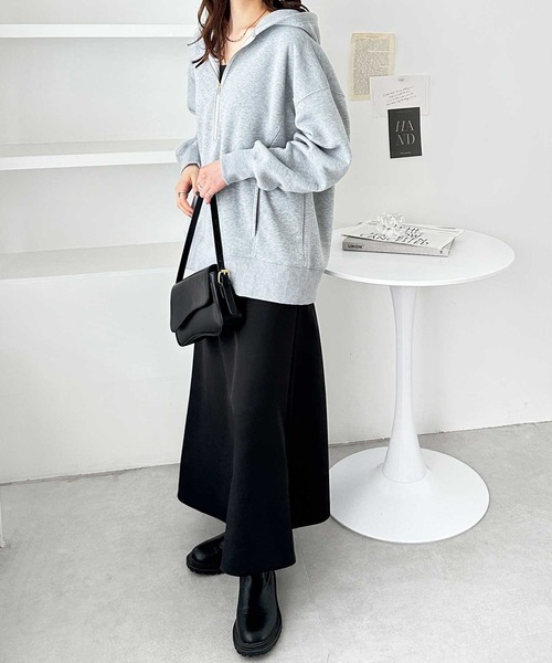 GeeRA(ジーラ)の「ハーフジップ裏起毛パーカー(パーカー・レディース・モカ/ブラック/杢グレー・MEDIUM/LARGE)」の6枚目の写真