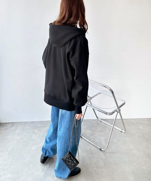 GeeRA(ジーラ)の「ハーフジップ裏起毛パーカー(パーカー・レディース・モカ/ブラック/杢グレー・MEDIUM/LARGE)」の9枚目の写真