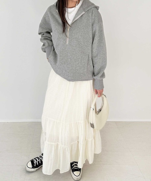 GeeRA(ジーラ)の「ハーフジップ裏起毛パーカー(パーカー・レディース・モカ/ブラック/杢グレー・MEDIUM/LARGE)」の21枚目の写真