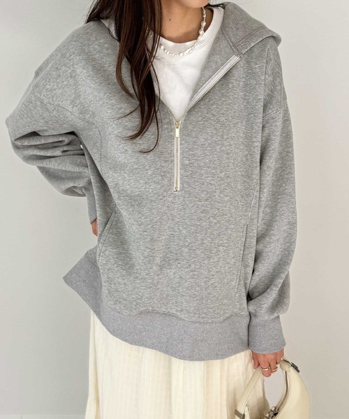 GeeRA(ジーラ)の「ハーフジップ裏起毛パーカー(パーカー・レディース・モカ/ブラック/杢グレー・MEDIUM/LARGE)」の20枚目の写真