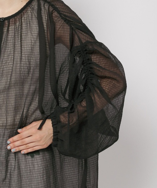 niko and...（ニコアンド）の「シアーシャーリングワンピース（ワンピース・レディース・ブラック/オフホワイト・FREE）」の12枚目の写真