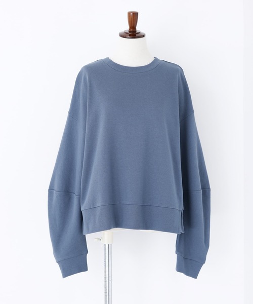 n'OrLABEL(ノアールレーベル)の「『立体袖ワンポイント刺繍スウェット』(スウェット・レディース・ネイビー/ボルドー/杢グレー/グレイッシュブルー・2/1)」の5枚目の写真