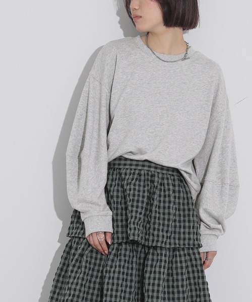 n'OrLABEL(ノアールレーベル)の「『立体袖ワンポイント刺繍スウェット』(スウェット・レディース・ネイビー/ボルドー/杢グレー/グレイッシュブルー・2/1)」の19枚目の写真