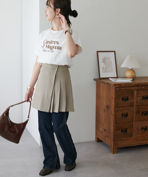 DISCOAT（ディスコート）の「プリーツ切替ラップミニスカート（スカート・レディース・ベージュ/グレー・FREE）」の21枚目の写真