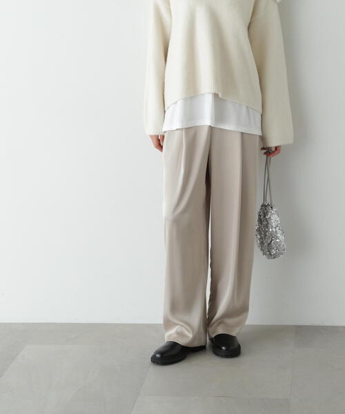 N.(N. Natural Beauty Basic)(エヌエヌナチュラルビューティーベーシック)の「◆イージーサテンワイドパンツ(その他パンツ・レディース・ブラウン/ベージュ・MEDIUM/SMALL)」の10枚目の写真