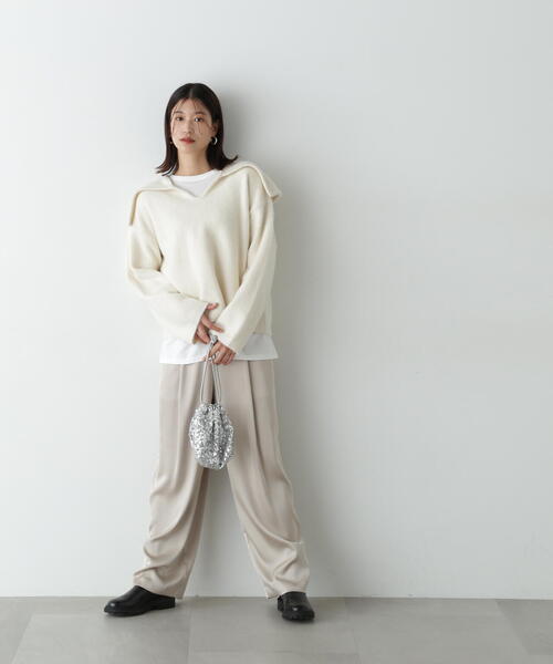 N.(N. Natural Beauty Basic)(エヌエヌナチュラルビューティーベーシック)の「◆イージーサテンワイドパンツ(その他パンツ・レディース・ブラウン/ベージュ・MEDIUM/SMALL)」の12枚目の写真