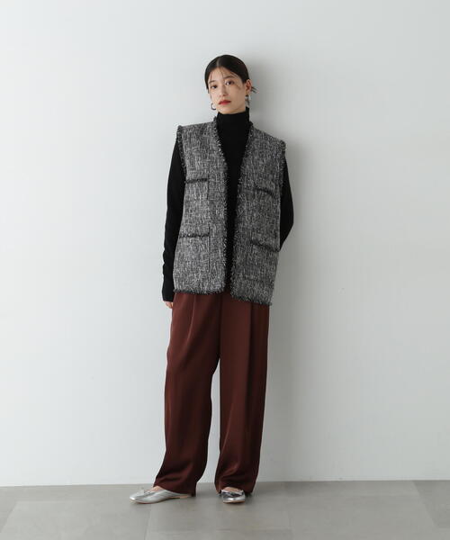 N.(N. Natural Beauty Basic)(エヌエヌナチュラルビューティーベーシック)の「◆イージーサテンワイドパンツ(その他パンツ・レディース・ブラウン/ベージュ・MEDIUM/SMALL)」の6枚目の写真