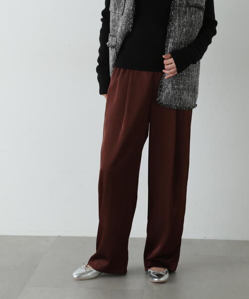 N.(N. Natural Beauty Basic)(エヌエヌナチュラルビューティーベーシック)の「◆イージーサテンワイドパンツ(その他パンツ・レディース・ブラウン/ベージュ・MEDIUM/SMALL)」の7枚目の写真