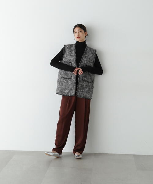 N.(N. Natural Beauty Basic)(エヌエヌナチュラルビューティーベーシック)の「◆イージーサテンワイドパンツ(その他パンツ・レディース・ブラウン/ベージュ・MEDIUM/SMALL)」の8枚目の写真
