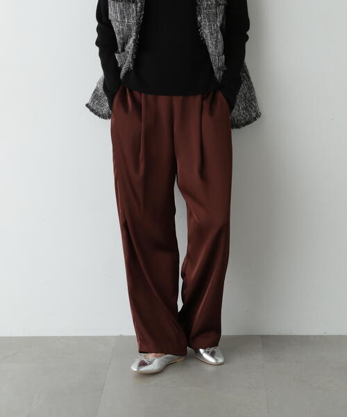 N.(N. Natural Beauty Basic)(エヌエヌナチュラルビューティーベーシック)の「◆イージーサテンワイドパンツ(その他パンツ・レディース・ブラウン/ベージュ・MEDIUM/SMALL)」の1枚目の写真