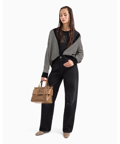 【セール】【A|X アルマーニ エクスチェンジ】＜オンライン限定＞スタッツロゴ 半袖クルーネックTシャツ/SLIM（Tシャツ/カットソー）｜ARMANI EXCHANGE（アルマーニエクスチェンジ）