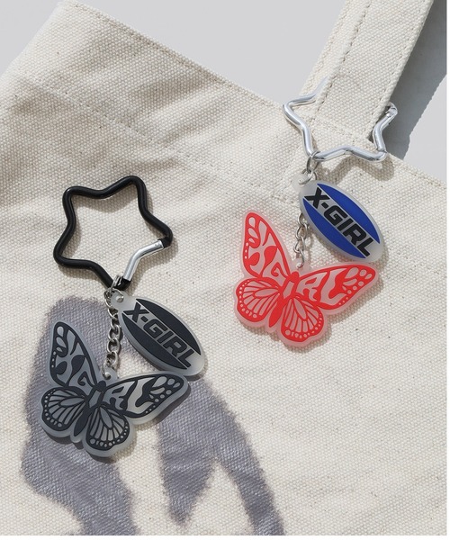 X-girl（エックスガール）の「BUTTERFLY AND OVAL LOGO KEY CHARM（キーホルダー・レディース・ブラック/マルチ・ONE SIZE）」の3枚目の写真