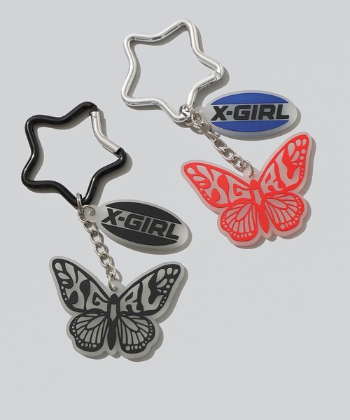 X-girl（エックスガール）の「BUTTERFLY AND OVAL LOGO KEY CHARM（キーホルダー・レディース・ブラック/マルチ・ONE SIZE）」の4枚目の写真