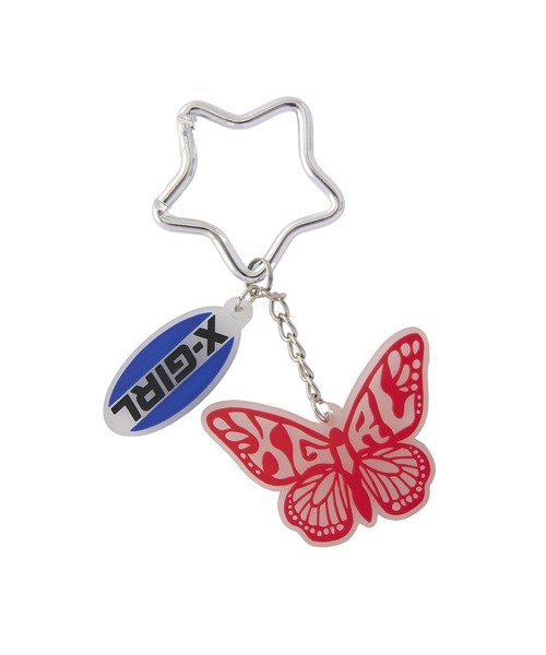 X-girl（エックスガール）の「BUTTERFLY AND OVAL LOGO KEY CHARM（キーホルダー・レディース・ブラック/マルチ・ONE SIZE）」の6枚目の写真
