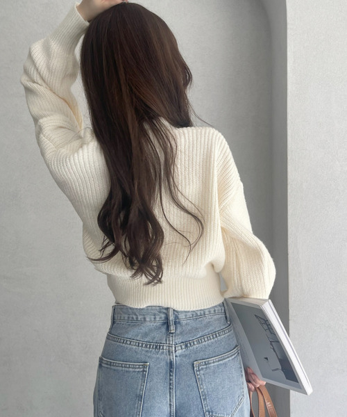 Ada.(エイダ)の「カシュクールデザイン リボン カーディガン ニットトップス(ニット/セーター・レディース・ホワイト/ブラウン/ベージュ/ブラック・FREE)」の9枚目の写真
