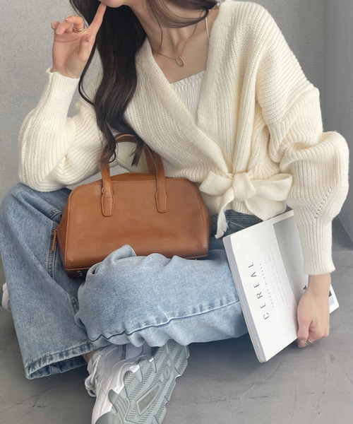 Ada.(エイダ)の「カシュクールデザイン リボン カーディガン ニットトップス(ニット/セーター・レディース・ホワイト/ブラウン/ベージュ/ブラック・FREE)」の18枚目の写真
