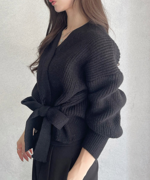 Ada.(エイダ)の「カシュクールデザイン リボン カーディガン ニットトップス(ニット/セーター・レディース・ホワイト/ブラウン/ベージュ/ブラック・FREE)」の11枚目の写真