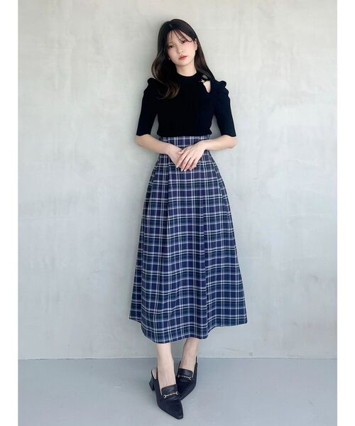 MERCURYDUO（マーキュリーデュオ）の「オリジナルチェックコルセットフレアスカート（スカート・レディース・オフホワイト/パープル・SMALL/MEDIUM）」の17枚目の写真