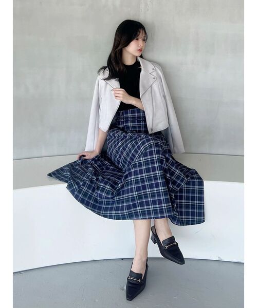 MERCURYDUO（マーキュリーデュオ）の「オリジナルチェックコルセットフレアスカート（スカート・レディース・オフホワイト/パープル・SMALL/MEDIUM）」の14枚目の写真