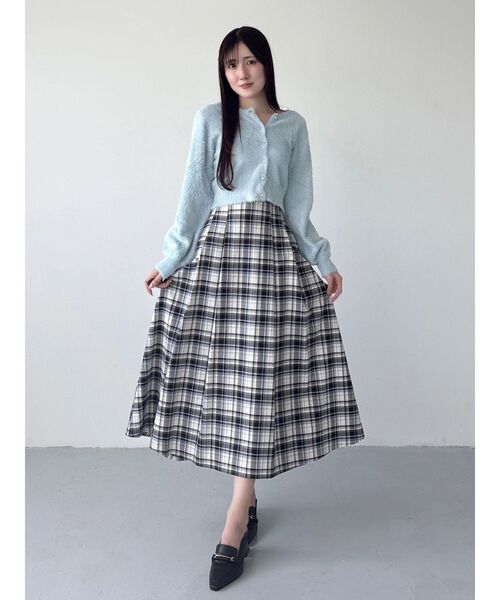 MERCURYDUO（マーキュリーデュオ）の「オリジナルチェックコルセットフレアスカート（スカート・レディース・オフホワイト/パープル・SMALL/MEDIUM）」の13枚目の写真