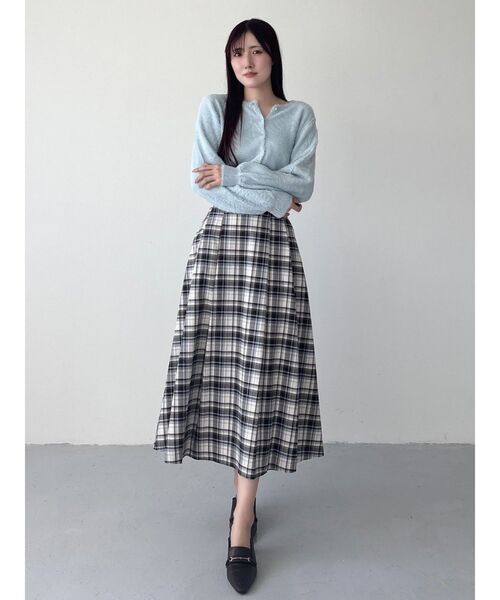 MERCURYDUO（マーキュリーデュオ）の「オリジナルチェックコルセットフレアスカート（スカート・レディース・オフホワイト/パープル・SMALL/MEDIUM）」の12枚目の写真