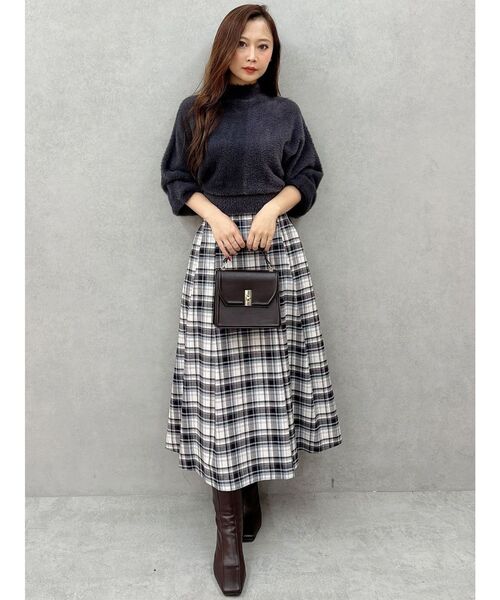 MERCURYDUO（マーキュリーデュオ）の「オリジナルチェックコルセットフレアスカート（スカート・レディース・オフホワイト/パープル・SMALL/MEDIUM）」の7枚目の写真