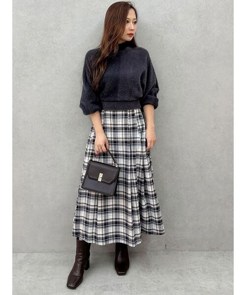 MERCURYDUO（マーキュリーデュオ）の「オリジナルチェックコルセットフレアスカート（スカート・レディース・オフホワイト/パープル・SMALL/MEDIUM）」の6枚目の写真