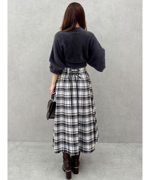 MERCURYDUO（マーキュリーデュオ）の「オリジナルチェックコルセットフレアスカート（スカート・レディース・オフホワイト/パープル・SMALL/MEDIUM）」の5枚目の写真