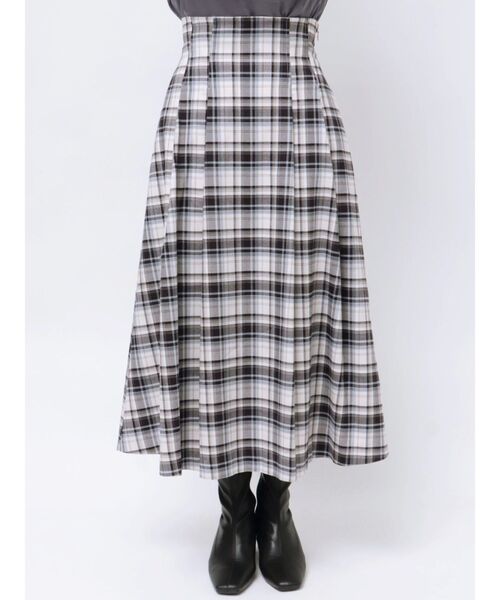 MERCURYDUO（マーキュリーデュオ）の「オリジナルチェックコルセットフレアスカート（スカート・レディース・オフホワイト/パープル・SMALL/MEDIUM）」の4枚目の写真