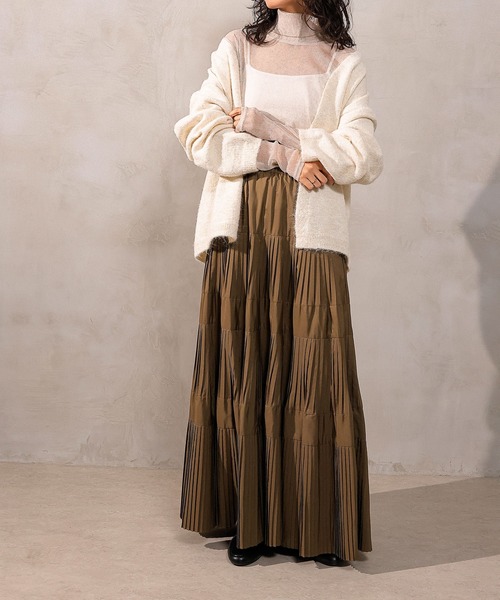 新色追加】ハイネック シャイニー ラメ シアー トップス（Tシャツ