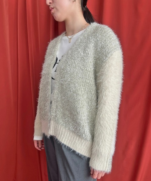 フェザー×ラメニットカーディガン LHELBIE│Eimee Law & LHELBIE