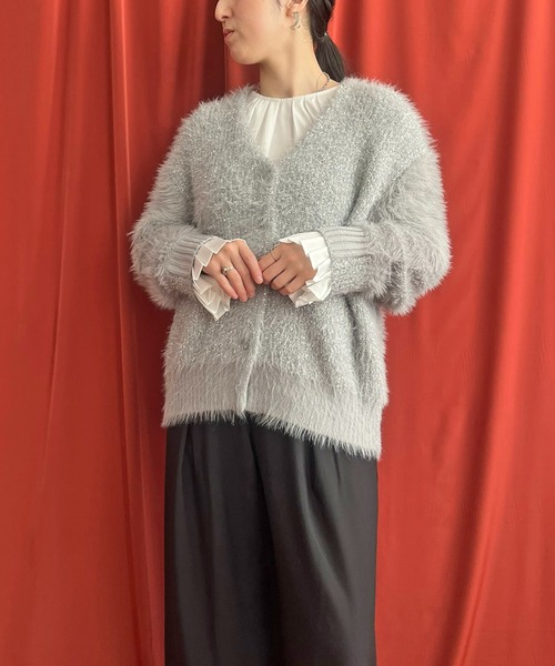 フェザー×ラメニットカーディガン LHELBIE│Eimee Law & LHELBIE