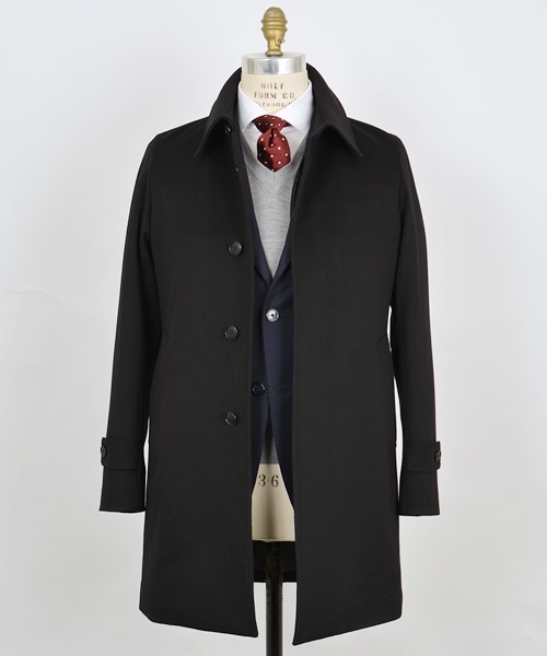 SHIPS（シップス）の「SD: “LORO PIANA”　【STORM SYSTEM】 ドスキン ステンカラーコート （ブラック）■（ステンカラーコート・メンズ・ブラック・LARGE/SMALL/X-LARGE/MEDIUM）」の2枚目の写真